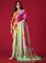 Crepe Satin Multi Color Party Wear Digital Printed Saree